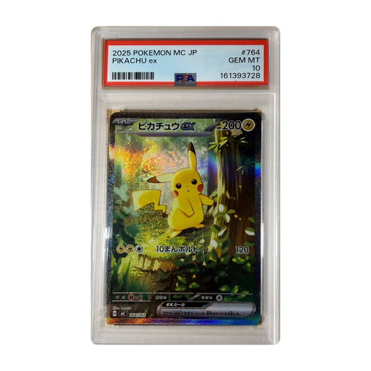 Carte Pokémon Pikachu ex 764/742 (MC) japonaise gradée PSA 10 – recto du boîtier